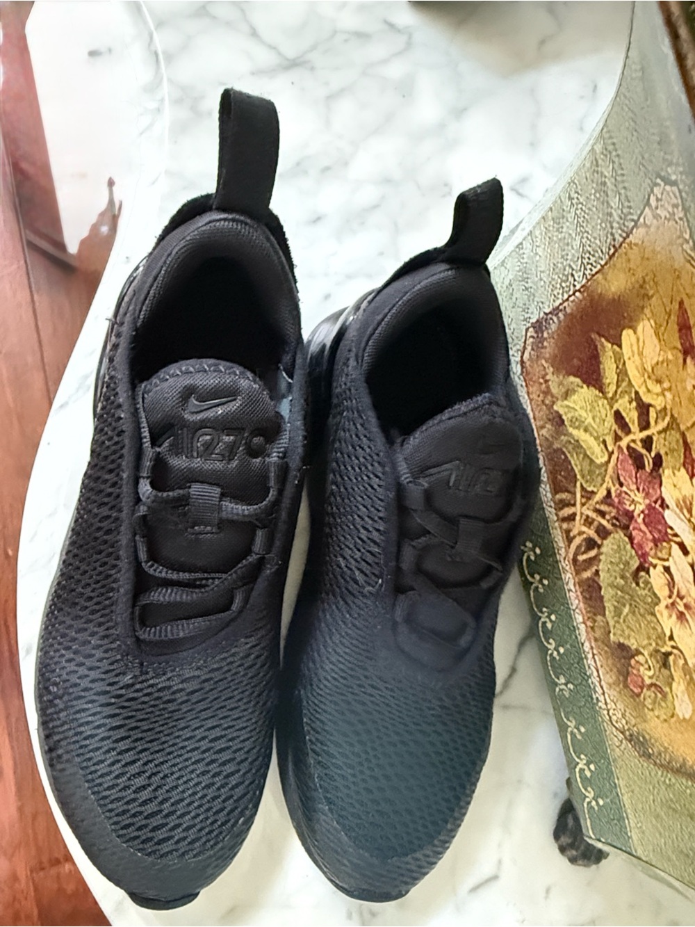 All-Black kids Nike AirMax Athletic Sneakers